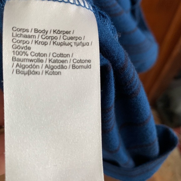 Lacoste dark blue cotton striped V neck men’s tshirt logo short sleeves size 8 - Picture 5 of 5